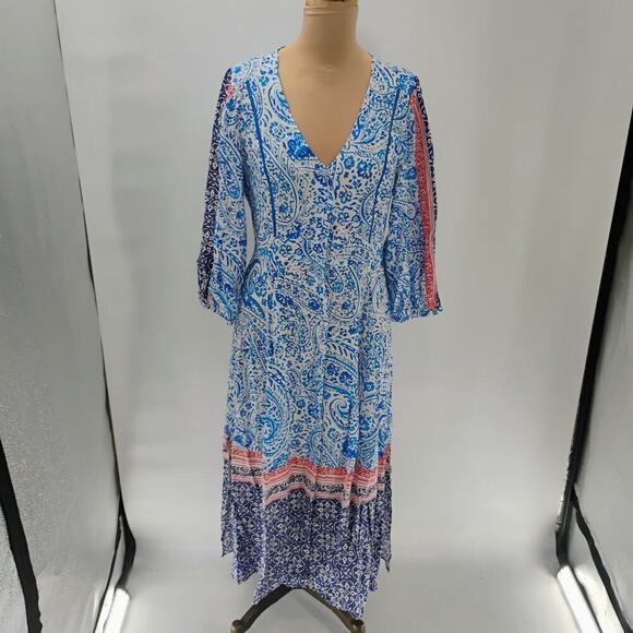 ZARA WOMAN PRINTED TUNIC DRESS Blue / White| 8131/413 geometric print boho - Picture 10 of 14
